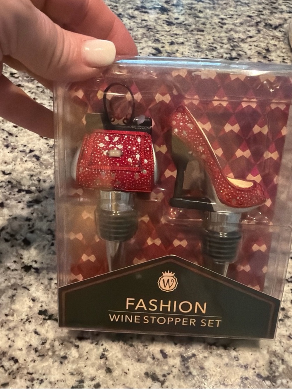 Source Unknown Red High Heel & Handbag Fashion Wine Stopper Set